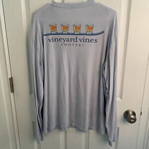 Vineyard Vines T Shirt Mens Large Graphic Pocket Tee Long Sleeve Shot Ski